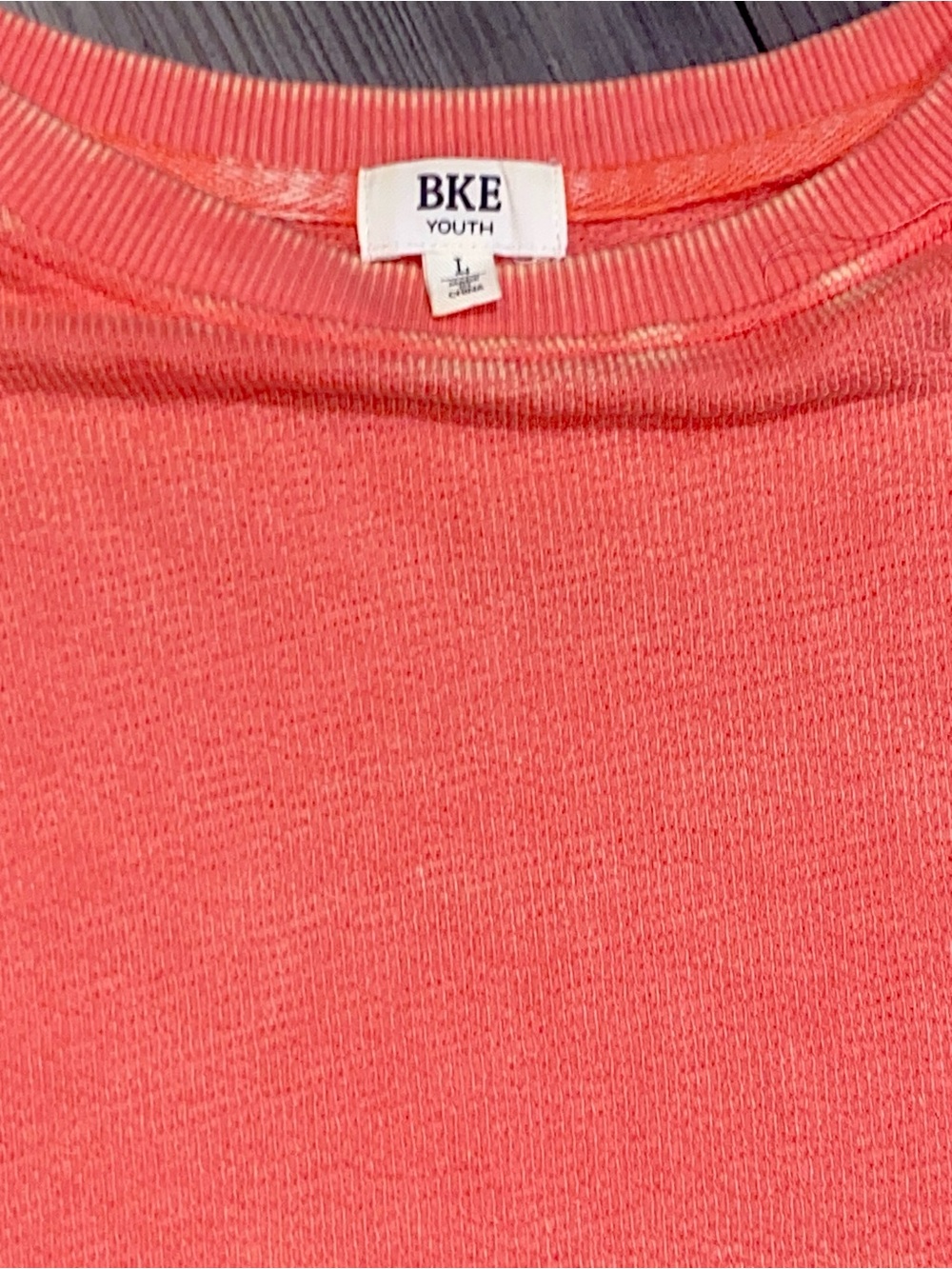 BKE Youth Coral Ribbed Cropped Pullover